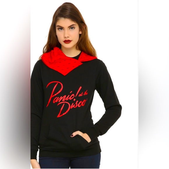 PANIC! AT THE DISCO Logo Cowl Neck Girls Pullover Hoddie M - Picture 1 of 11